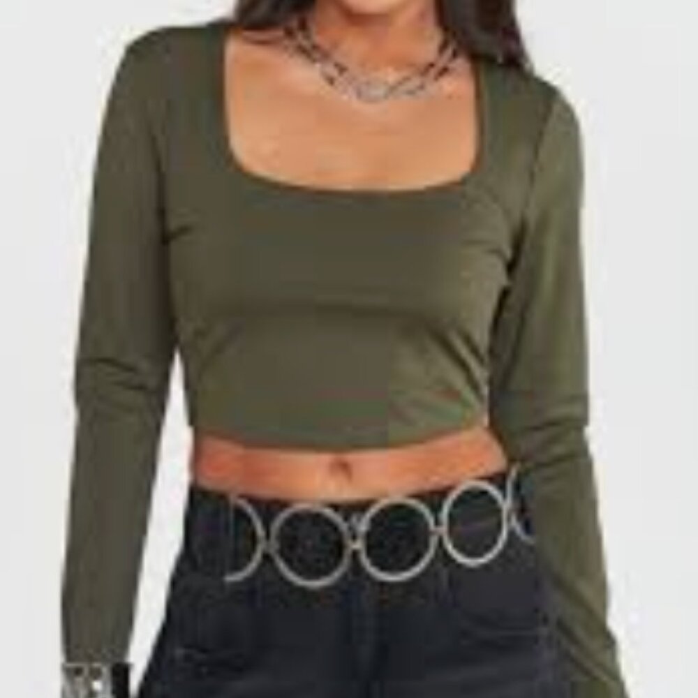 Forever 21 Women's Crop Top - green - medium